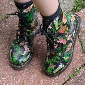 Dr. Martens Black and Green Ankle Boots